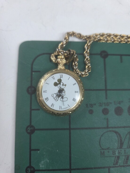 vtg mickey mouse gold tone pocket watch e. gluck trading co 2036 collectable